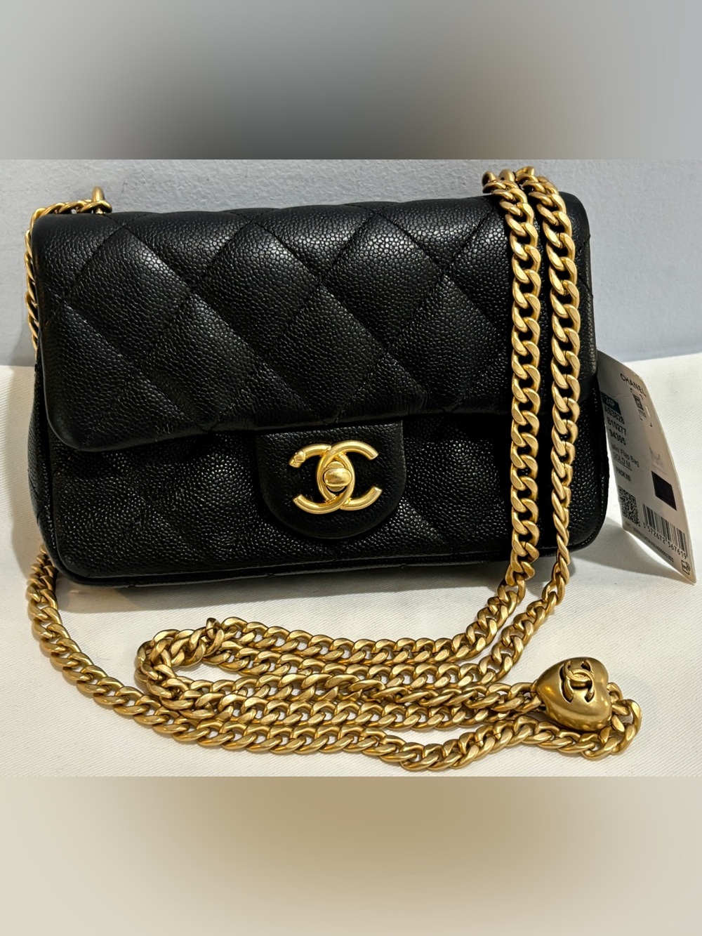 NEW CHANEL 24P SWEETHEART CRUSH MINI FLAP BAG RECEIPT & BOX